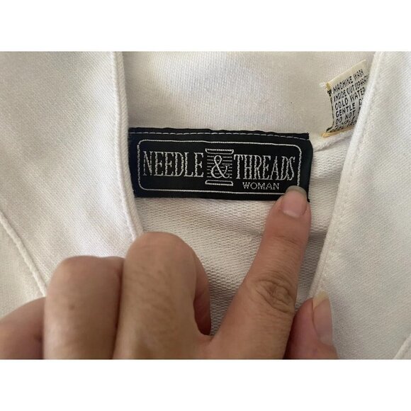 Needle & Threads Women's 3X Ivory/Navy Nautical Knit Top Long Sleeve - Picture 7 of 11